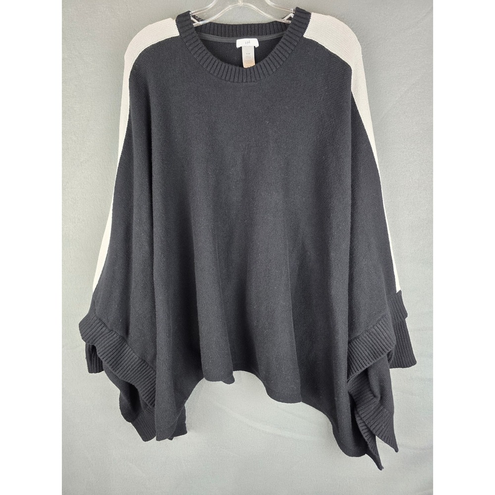 J.Jill Poncho Sweater Women XL-3X Black White Colorblock Minimalist Lagenlook